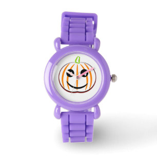 Kinder Halloween Pumpkin Aangepast rood Glitter Ho Horloge