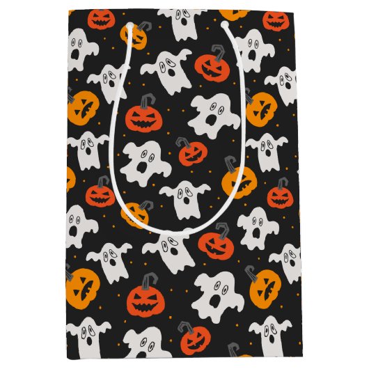 Kinder Halloween Spooky Ghosts en Jack o Lantern Medium Cadeauzakje (Voorkant)