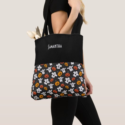 Kinder Halloween Spooky Ghosts & Jack Lantern Name Draagtas (Dichtbij)