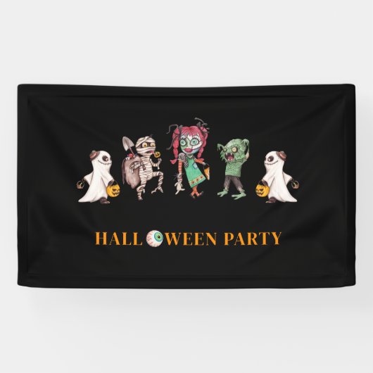 Kinder halloween spooky spandoek (Horizontaal)