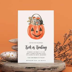 Kinder Halloween Trick of Treting Party Kaart