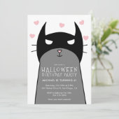 Kinder Halloween verjaardagsfeestje | vleermuiskat Kaart (Staand voorkant)