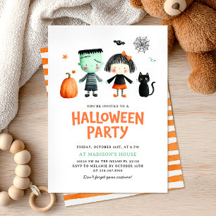 Kinder Halloweenfeest Schattige Kaart