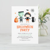 Kinder Halloweenfeest Schattige Kaart (Staand voorkant)