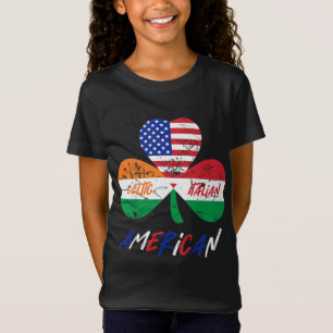 Kinder halve Ierse halve Italiaanse vlag Shamroc T-shirt