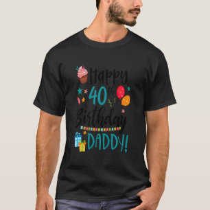Kinder Happy 40e Verjaardag Papa Dagje Zoon Dochte T-shirt