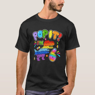 Kinder Happy 6th Pop Birthday Boy Dinosaur T Rex T-shirt