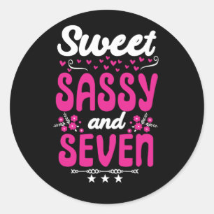 Kinder Happy 7th Birthday Sweet Sassy en Seven Ronde Sticker