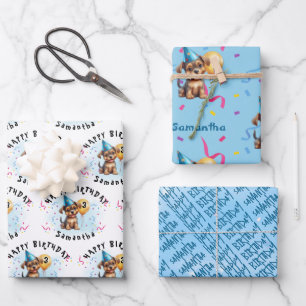 Kinder Happy Birthday Puppy Wrapping Paper Set van
