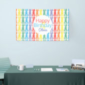 Kinder Happy Birthday Rainbow Bunny gepersonalisee Spandoek (Beurs)