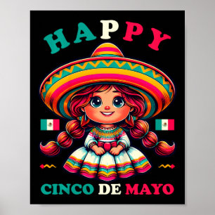Kinder Happy Cinco de Mayo Shirt Girl Kinder Mexic Poster