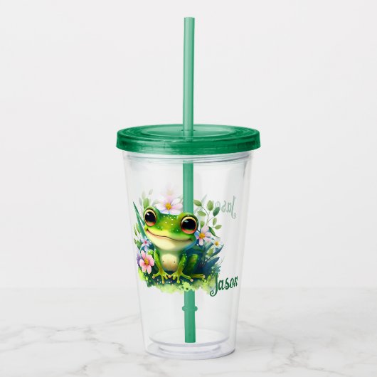 Kinder Happy Green Frog Acryl Drinkbeker (Voorkant)