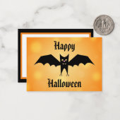 Kinder Happy Halloween Cute Black Bat Notitiekaartje (Voorkant / Achterkant in situ)