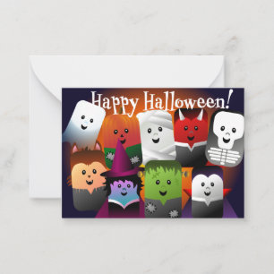 Kinder Happy Halloween Cute Cartoon Monsters Notitiekaartje