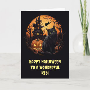 Kinder Happy Halloween met Black Cats Pompoenen Kaart