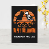 Kinder Happy Halloween Skeletenkat Retro Sunset Kaart (Gele Bloem)