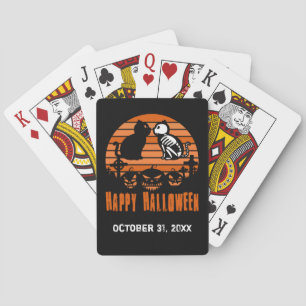 Kinder Happy Halloween Skeletenkat Retro Sunset Pokerkaarten