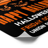 Kinder Happy Halloween Skeletenkat Retro Sunset Poster (Hoek)