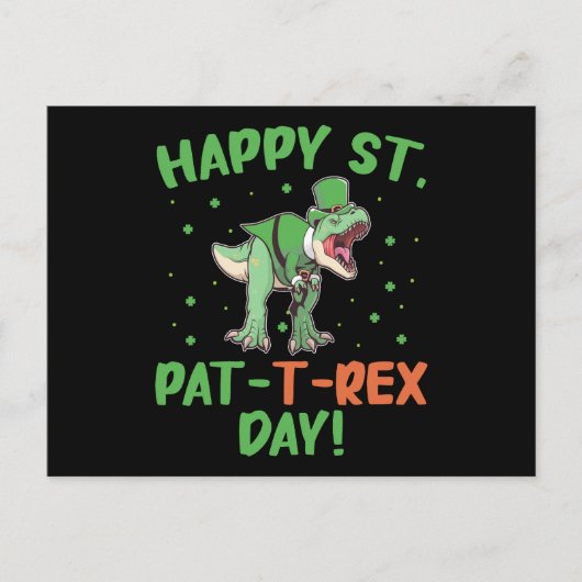 Kinder Happy St Pat Trex Day Dino St Patricks Day Briefkaart (Voorkant)