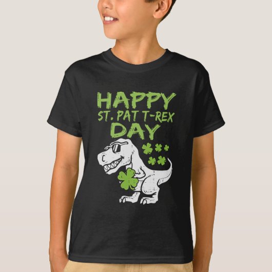 Kinder Happy St Pat Trex Day Dino St Patricks Day T-shirt (Voorkant)