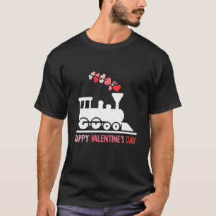Kinder Happy Valentines Day Cute Hearts Train V-da T-shirt