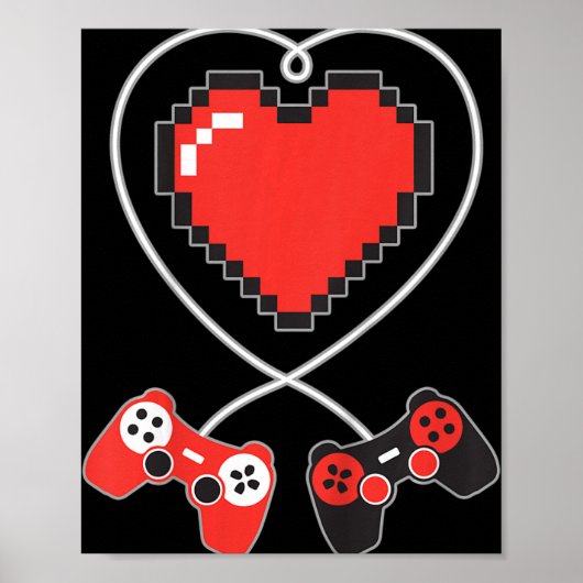 Kinder hartpixel-videogame-controller Valenti Poster (Voorkant)