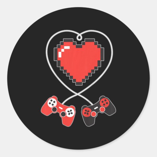 Kinder hartpixel-videogame-controller Valenti Ronde Sticker (Voorkant)