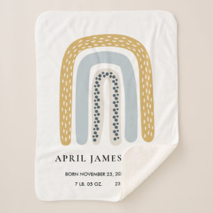 KINDER HARTS BLUSH BLUE RAINBOW BABY BIRTH STATS SHERPA DEKEN