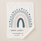 KINDER HARTS BLUSH BLUE RAINBOW BABY BIRTH STATS SHERPA DEKEN (Voorkant)