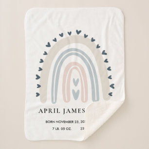 KINDER HARTS BLUSH BLUE RAINBOW BABY BIRTH STATS SHERPA DEKEN