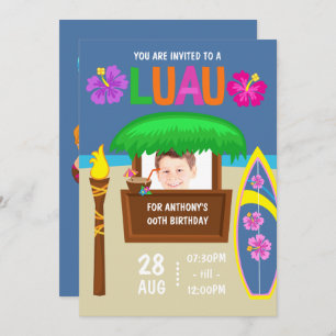 Kinder Hawaiian Luau Partij foto Uitnodiging