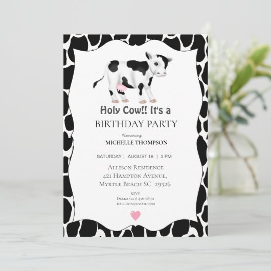 Kinder Heilige Koe Birthday Partij Kaart (Staand voorkant)