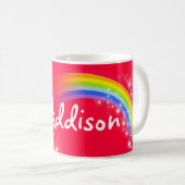 Kinder heldere regenboogrode naam mok (Voorkant rechts)