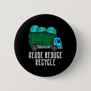 Kinder hergebruik verminderen Recyclen vuilniswage Ronde Button 5,7 Cm
