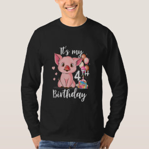 Kinder Het is mijn 4e Verjaardag Leuke Varkens Voo T-shirt