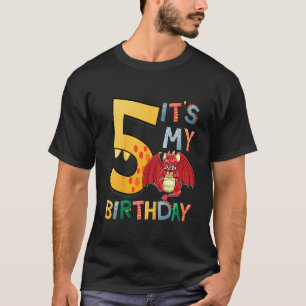 Kinder Het is mijn 5de Birthday Dragon 5 verjaarda T-shirt
