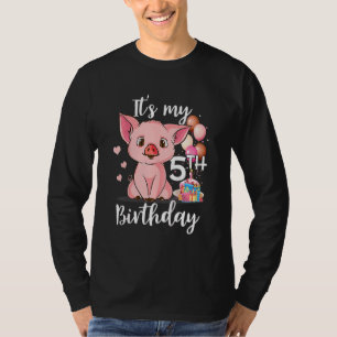 Kinder Het is mijn 5e Verjaardag Leuke Varkens Voo T-shirt