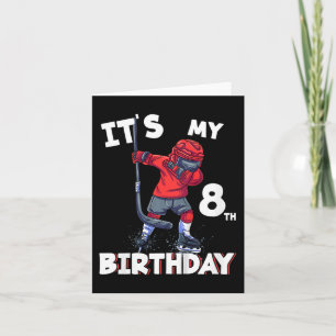 Kinder Het is mijn 8e Verjaardag 8 Jaar Oud IJshoc Kaart