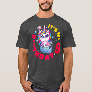 Kinder Het is mijn 9de verjaardag 9 jaar Unicorn M T-shirt