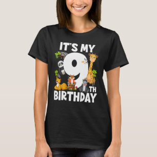 Kinder Het is mijn negende verjaardag dierentuin O T-shirt