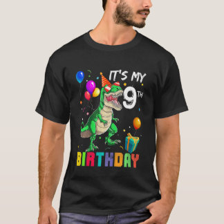 Kinder Het is mijn negende verjaardag Dinosaur Rex T-shirt