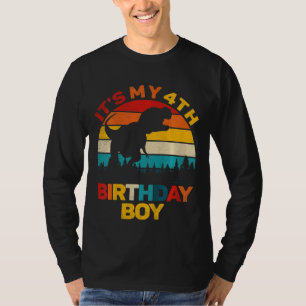 Kinder Het is mijn vierde verjaardag jongens dinos T-shirt