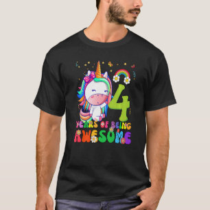 Kinder Het is mijn vierde verjaardag Unicorn Birth T-shirt