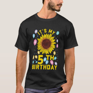 Kinder Het is mijn vijfde zonnedag 5 jaar oud Bi T-shirt