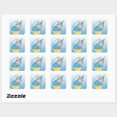 Kinder Hippo Birthday Cupcake Sprinkles Gepersonal Vierkante Sticker (Vel)