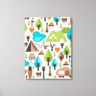 Kinder home deco vos en beer canvas afdruk