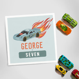 Kinder Hot Blue Racing Car Boys Verjaardag Servet