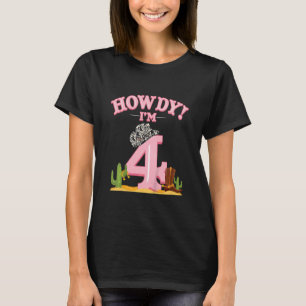 Kinder Howdy Cowgirl 4e verjaardag Western land du T-shirt