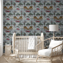 Kinder Hunt Club Folkart handgetekende doodle hond Behang