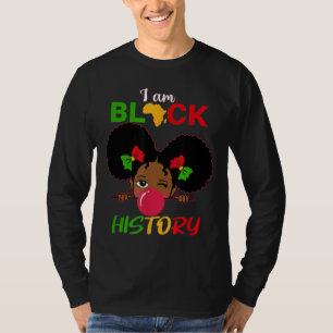 Kinder I Am Black History Girl Little Melanin Prin T-shirt